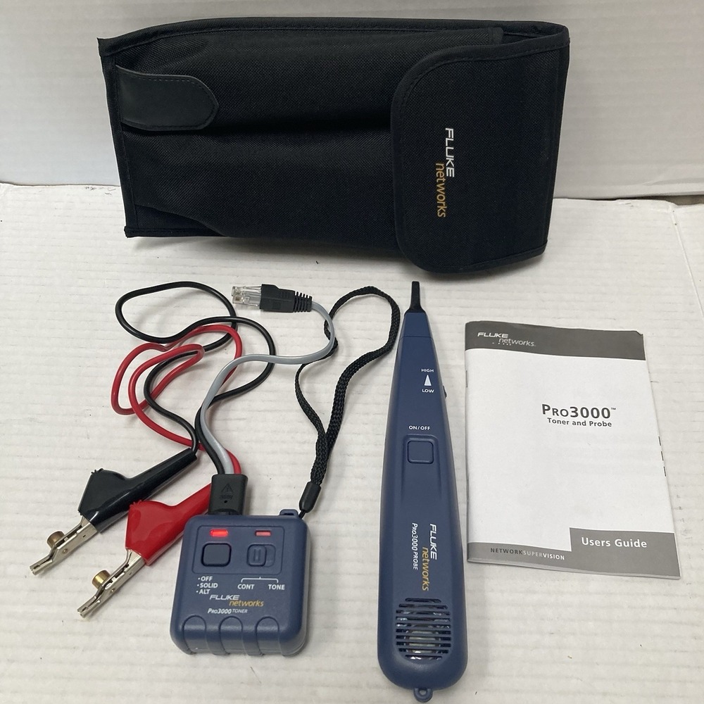 Fluke Pro3000 26100-900 Probe & Toner New Batteries Soft Case User Manual Tested